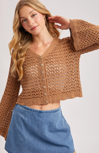 Button Down Open Knit Cardigan