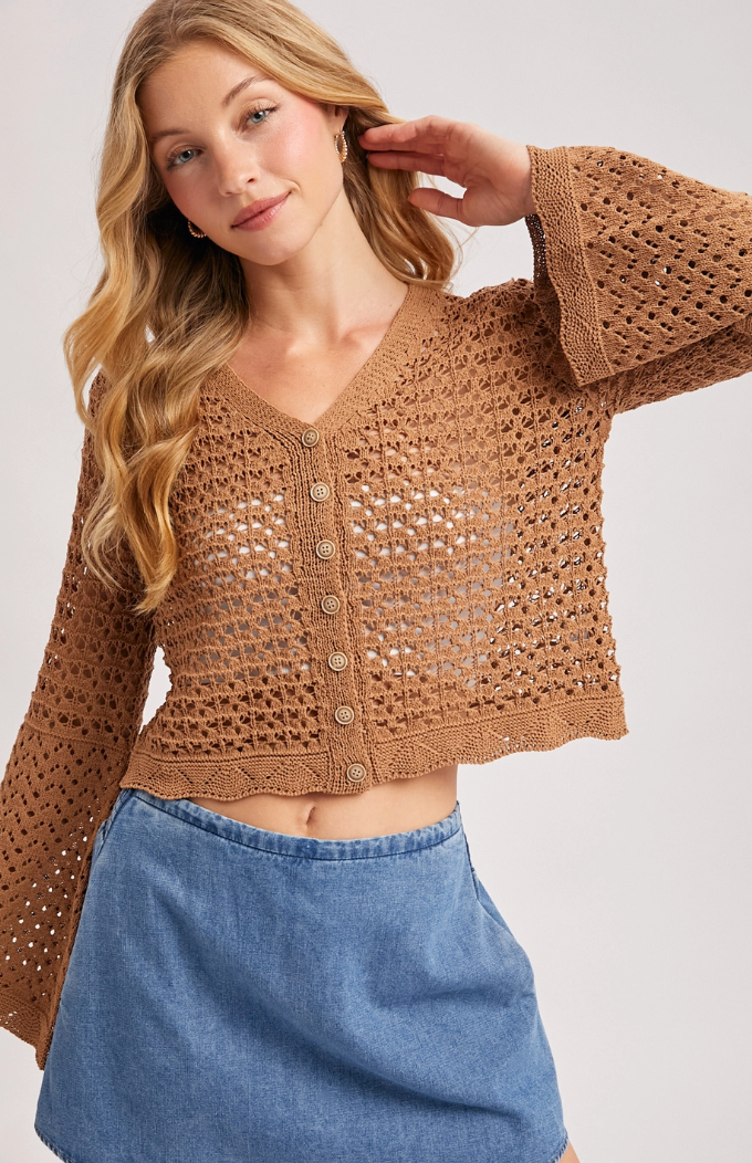 Button Down Open Knit Cardigan