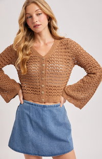Button Down Open Knit Cardigan
