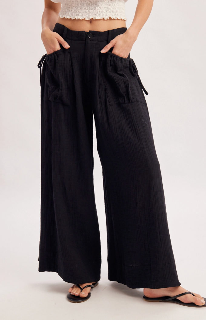 Drawstring Wide Leg Pant