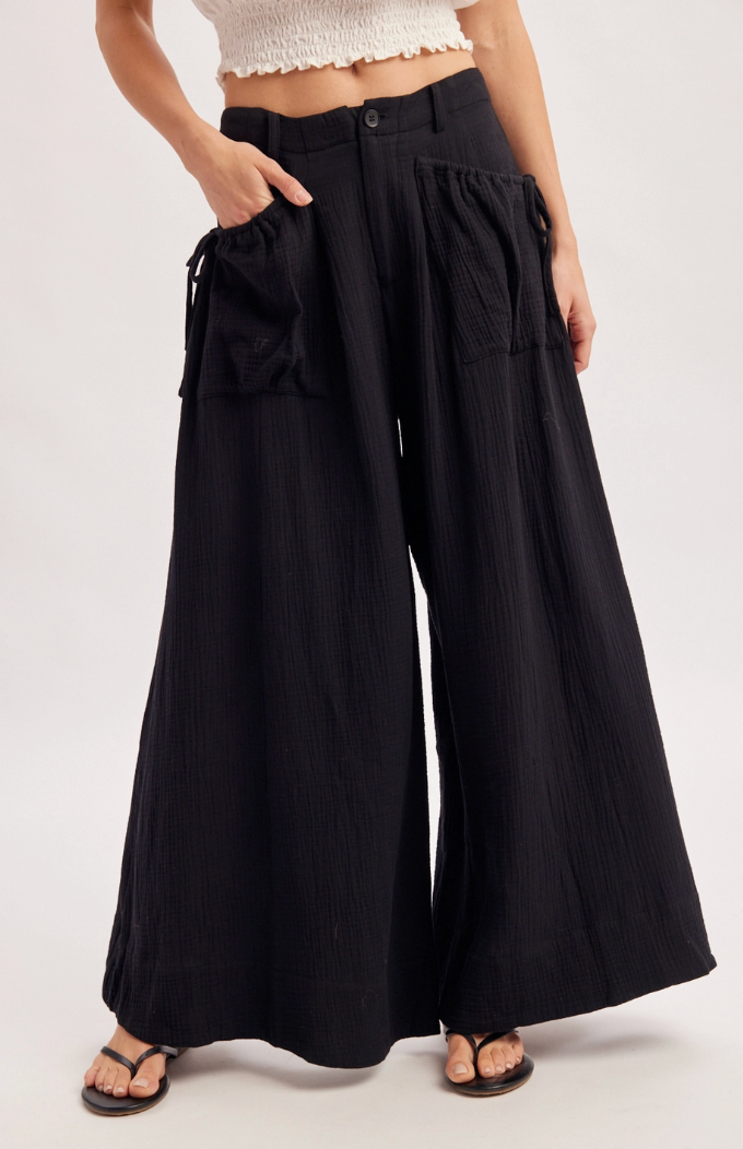 Drawstring Wide Leg Pant