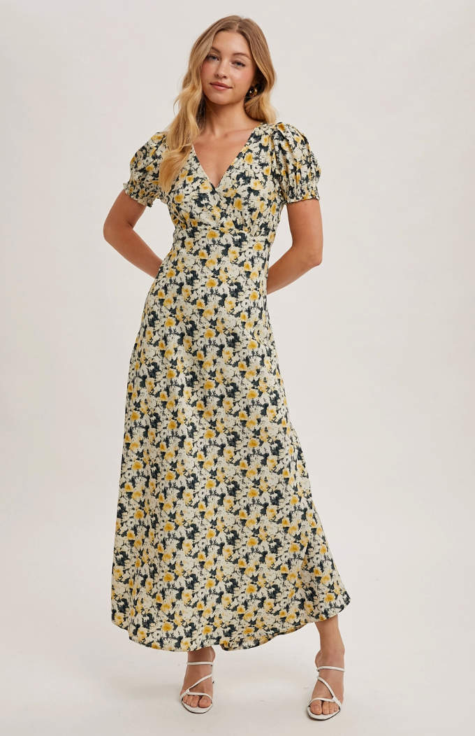 Floral Print Wrap Maxi Dress