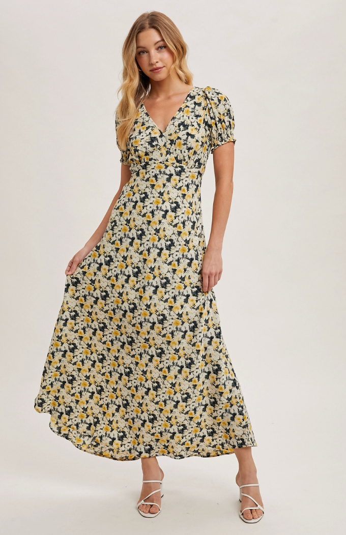 Floral Print Wrap Maxi Dress