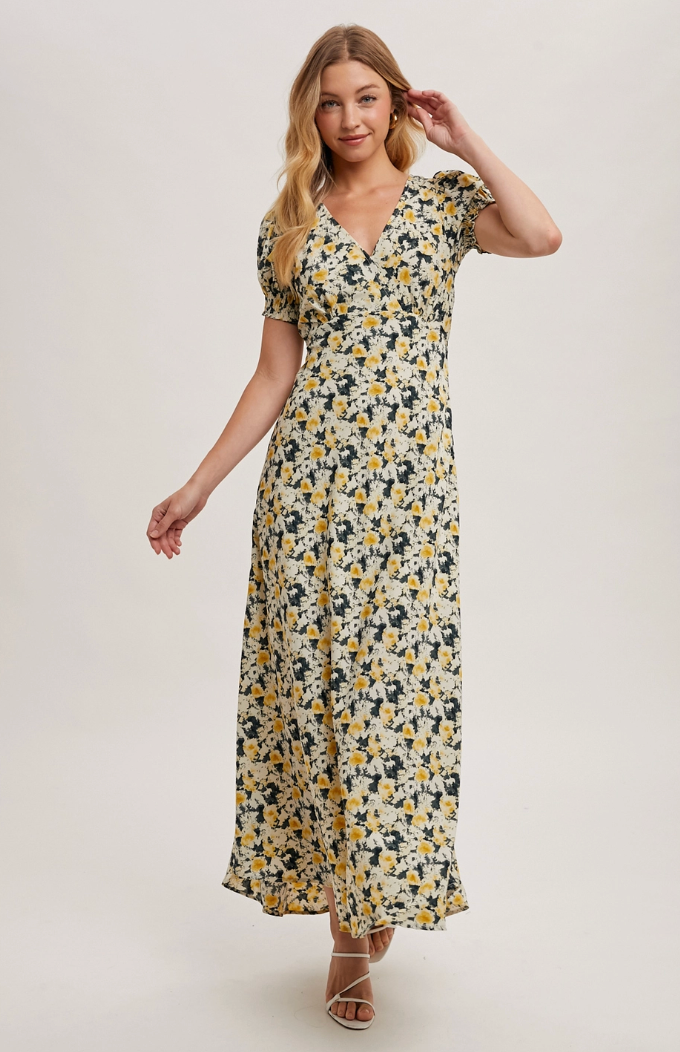 Floral Print Wrap Maxi Dress