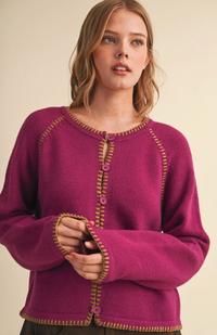 Contrast Blanket Stitch Cardigan