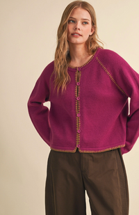 Contrast Blanket Stitch Cardigan