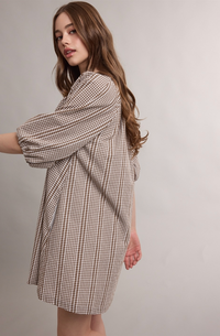 Gingham Puff Sleeve Mini Dress