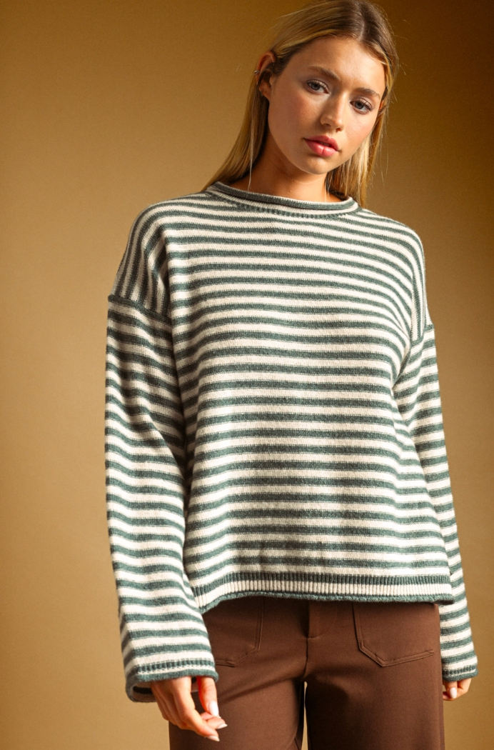 Striped Rolled Neck Top