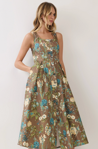 Floral Print Button Down Midi Dress