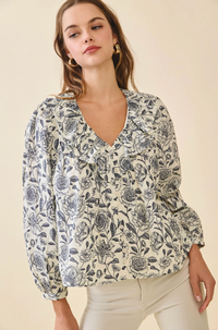 Ruffled V Neck Blouse