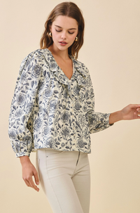 Ruffled V Neck Blouse