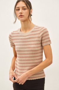 Scallop Edge Short Sleeve Sweater