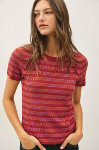 Scallop Edge Short Sleeve Sweater