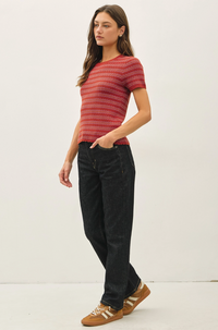 Scallop Edge Short Sleeve Sweater