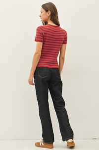 Scallop Edge Short Sleeve Sweater