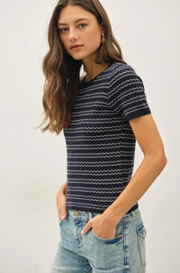 Scallop Edge Short Sleeve Sweater