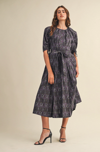 Floral Belted Midi Dress