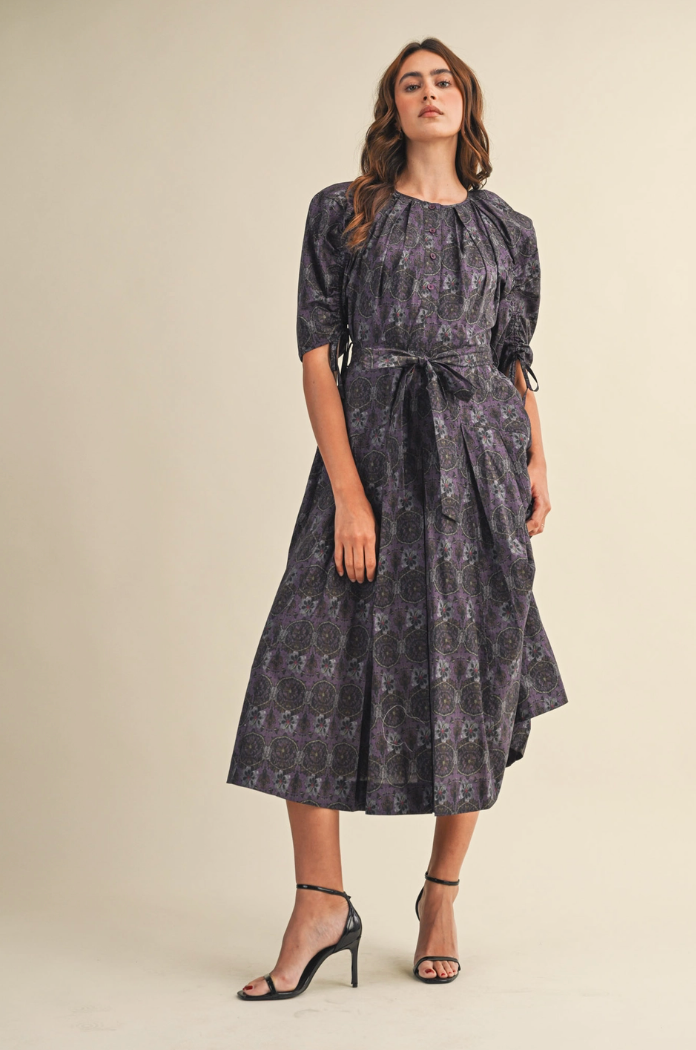 Floral Belted Midi Dress
