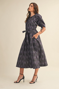 Floral Belted Midi Dress