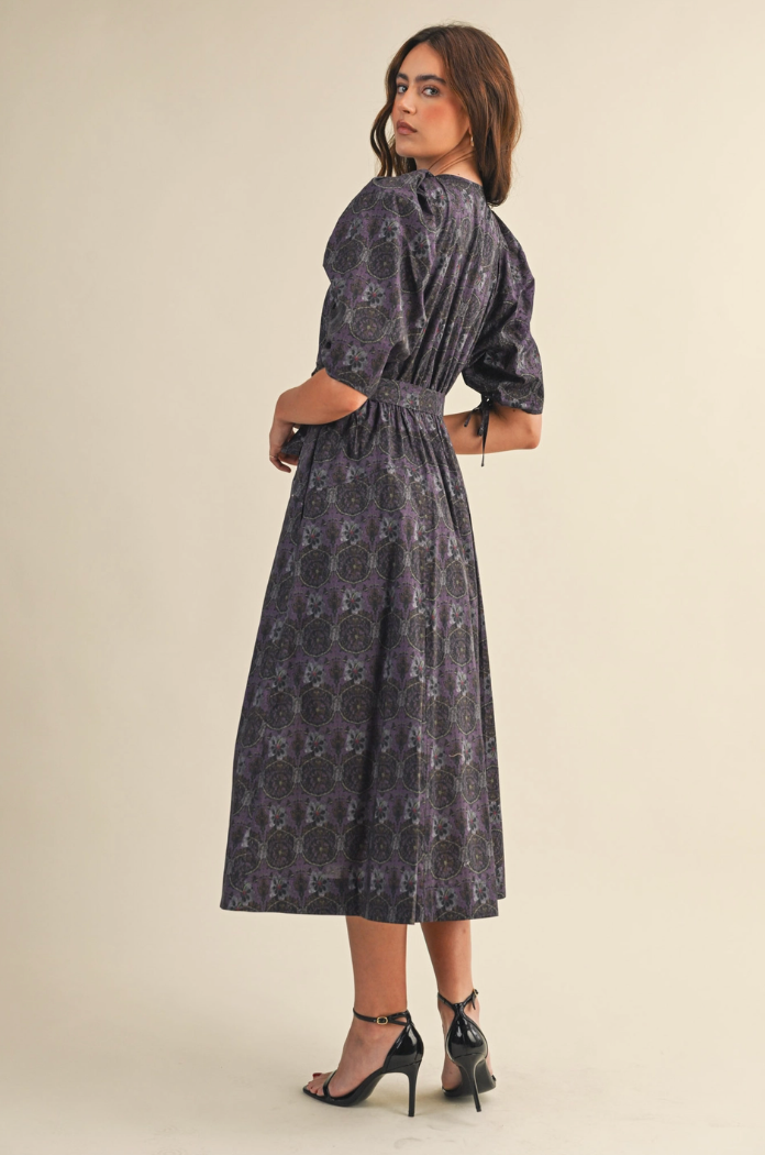 Floral Belted Midi Dress