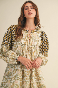 Contrast Sleeve Mini Dress