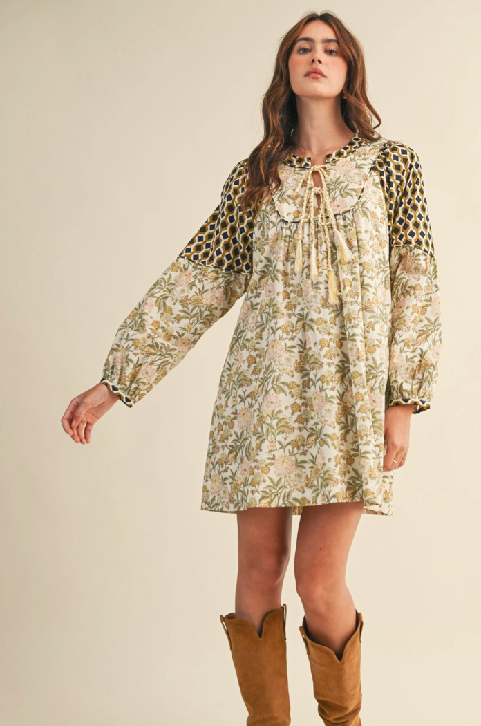 Contrast Sleeve Mini Dress