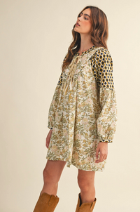 Contrast Sleeve Mini Dress