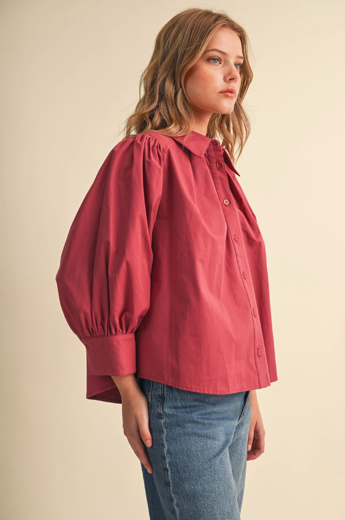 Puff Sleeve Button Down