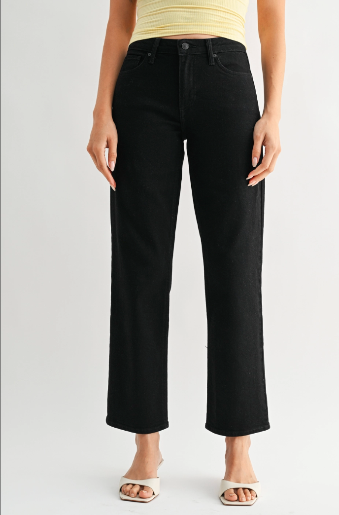 Mid Rise Stretchy Straight Leg Jean