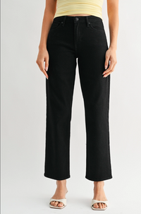 Mid Rise Stretchy Straight Leg Jean