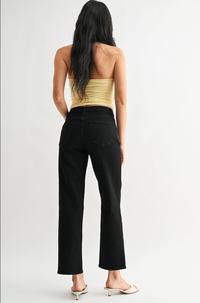 Mid Rise Stretchy Straight Leg Jean