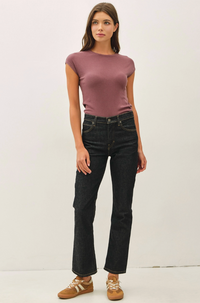 Ribbed Cap Sleeve Tee