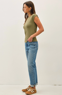 Ribbed Cap Sleeve Tee