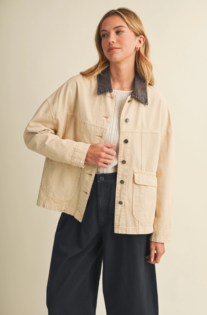Contrast Collar Jacket