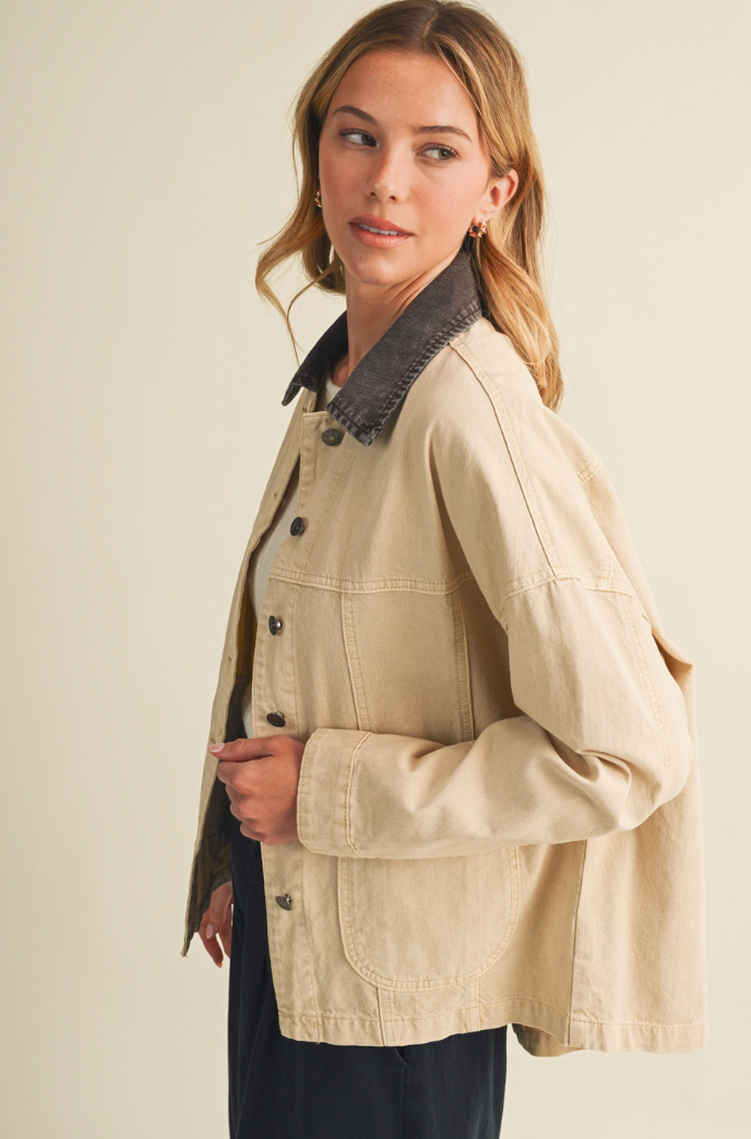 Contrast Collar Jacket