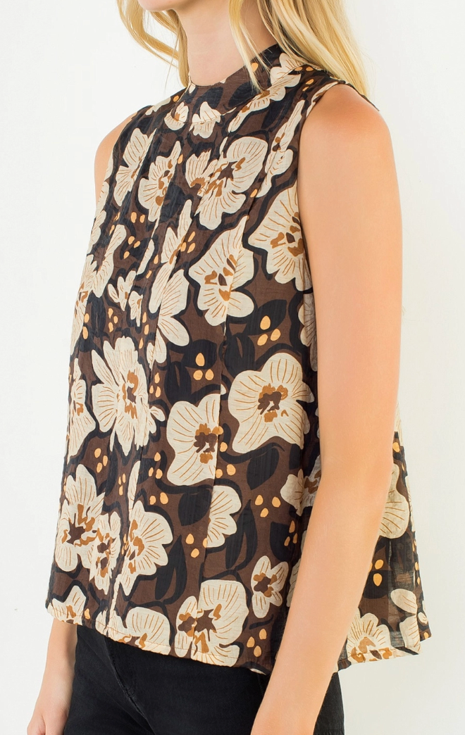 Sleeveless Flower Print Top