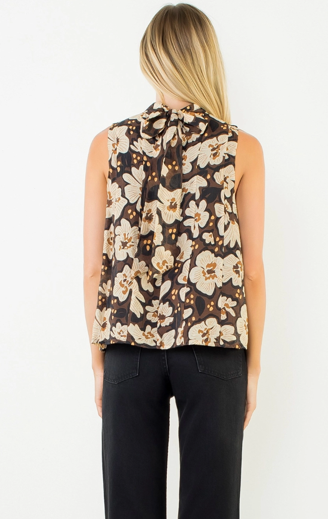 Sleeveless Flower Print Top