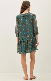 Paisley Print Ruffle Mini Dress