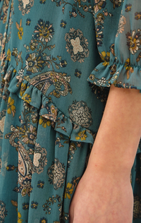 Paisley Print Ruffle Mini Dress