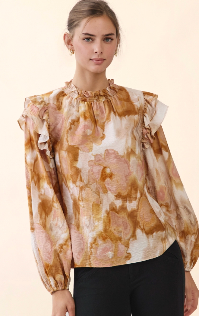 Abstract Floral Printed Blouse