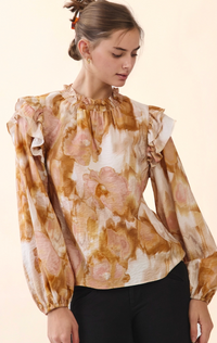 Abstract Floral Printed Blouse