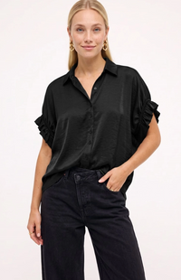 Ruffle Sleeve Button-Up Blouse
