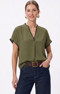 Whipstitch Drop Shoulder Blouse