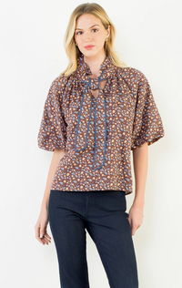 Floral Print Tie Front Top