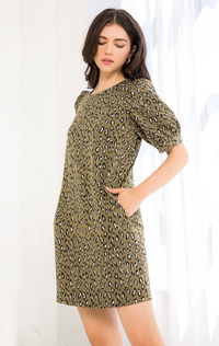 Leopard Print Short Sleeve Dress
