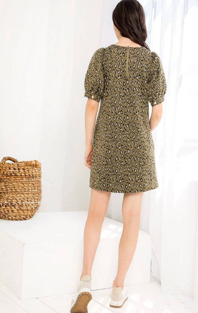 Leopard Print Short Sleeve Dress