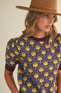 Floral Short Sleeve Sweater