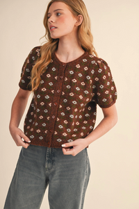Floral Short Sleeve Cardigan