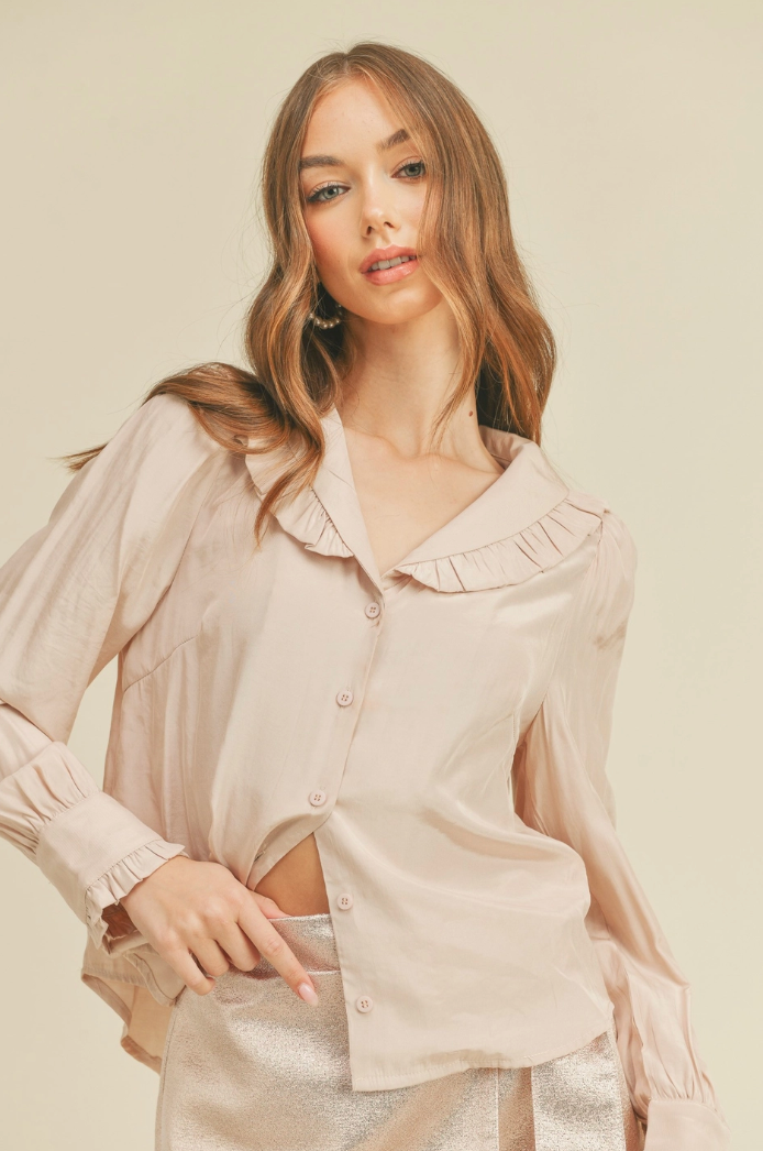 Ruffle Collar Button Down