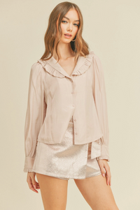 Ruffle Collar Button Down